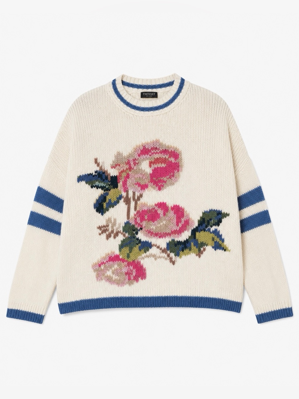 Twinset Cream Knit Sweater with Flower